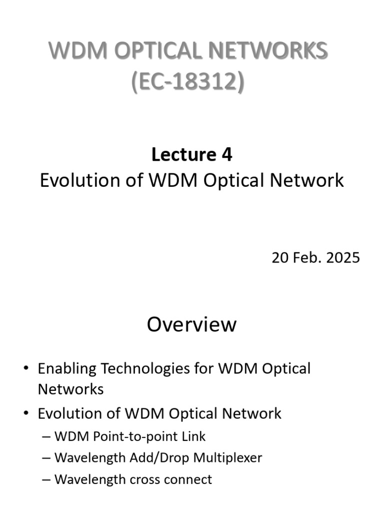 Evolution of WDM Optical Networks | PDF | Wavelength Division ...