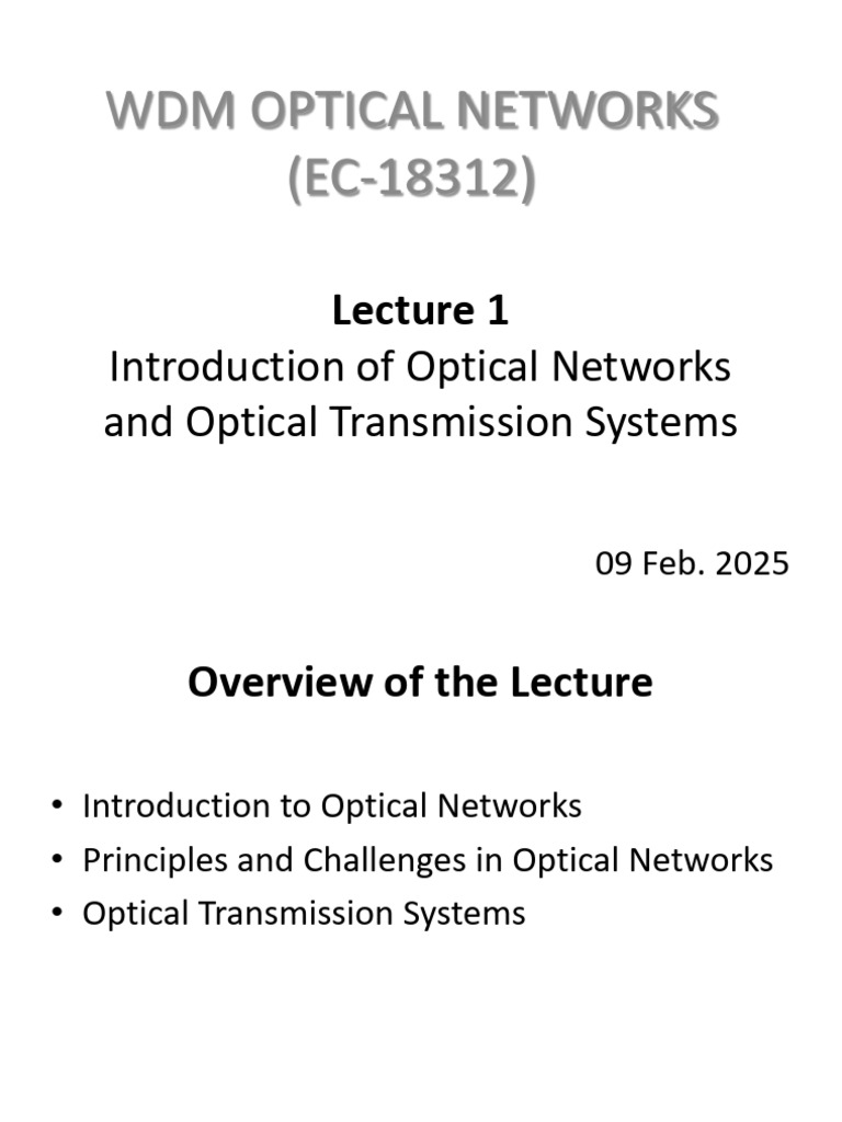 Introduction to Optical Networks and WDM | PDF | Wavelength Division ...