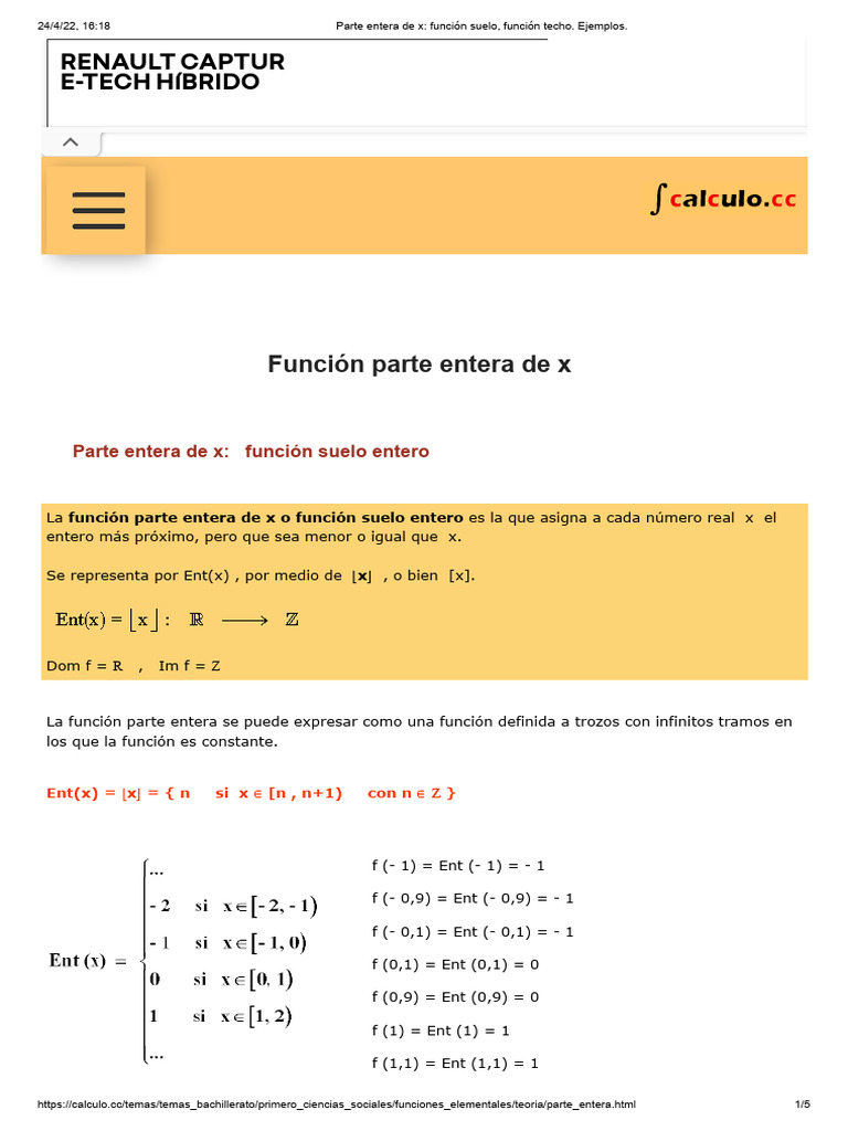 Funciones Techo y Suelo - Parte-Entera | PDF | Análisis real | Análisis ...