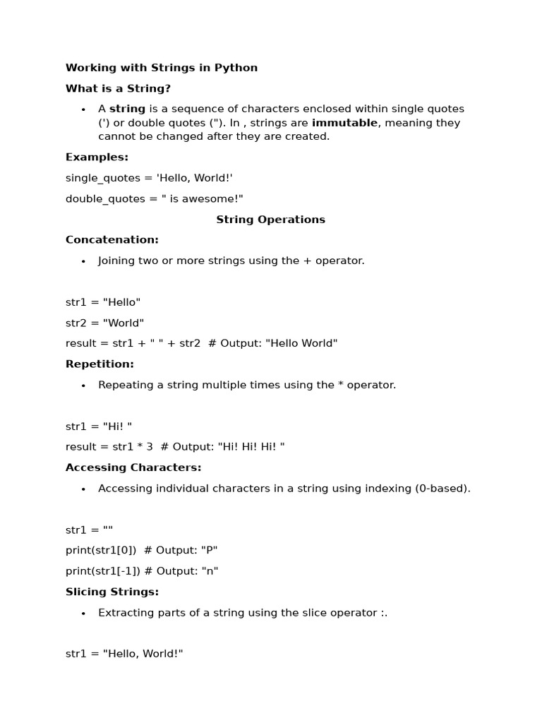Python String Operations Guide | PDF | Notation | Computer Data