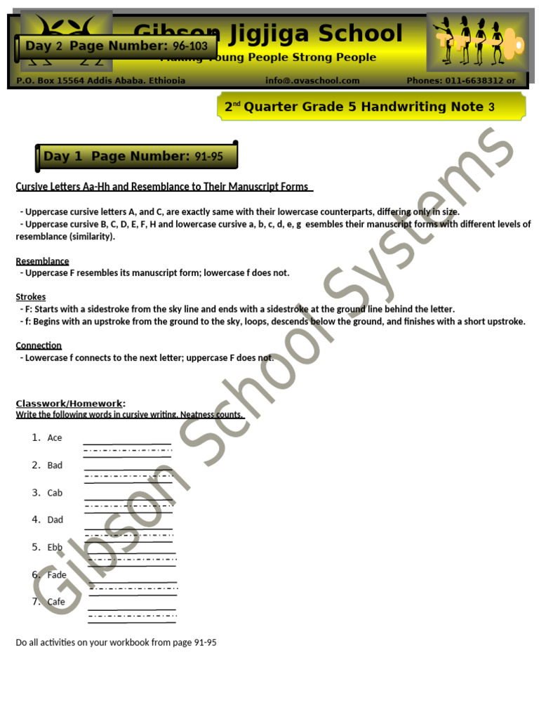Cursive Letters A-H: Strokes & Resemblance | PDF