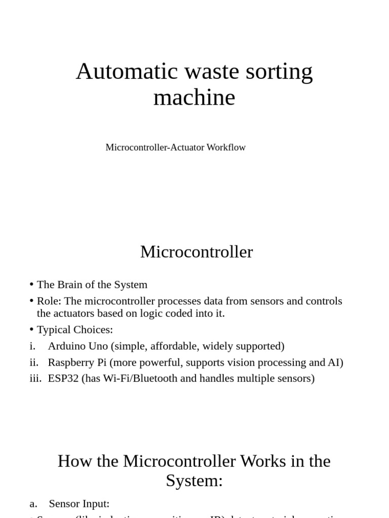 Microcontroller in Waste Sorting Systems | PDF | Actuator | Electric Motor