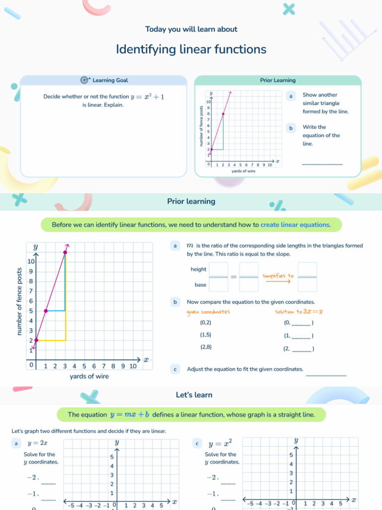 8 - 3 - Identifying Linear Functions | PDF