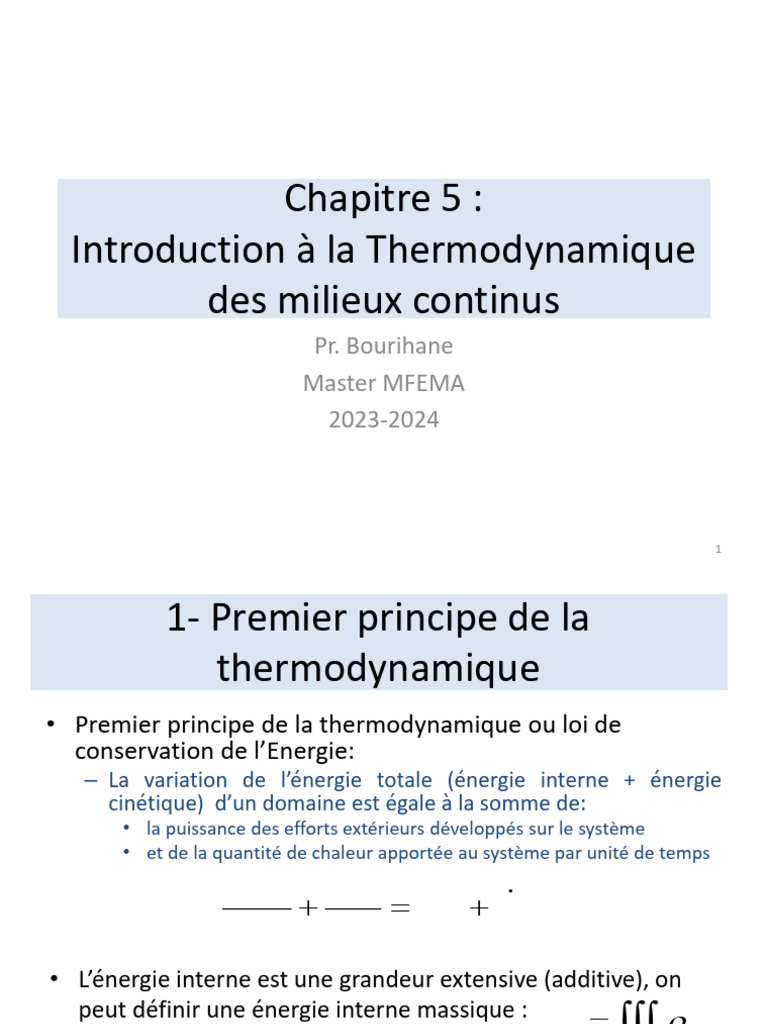 Premier principe de la thermodynamique | PDF | Entropie | Thermodynamique