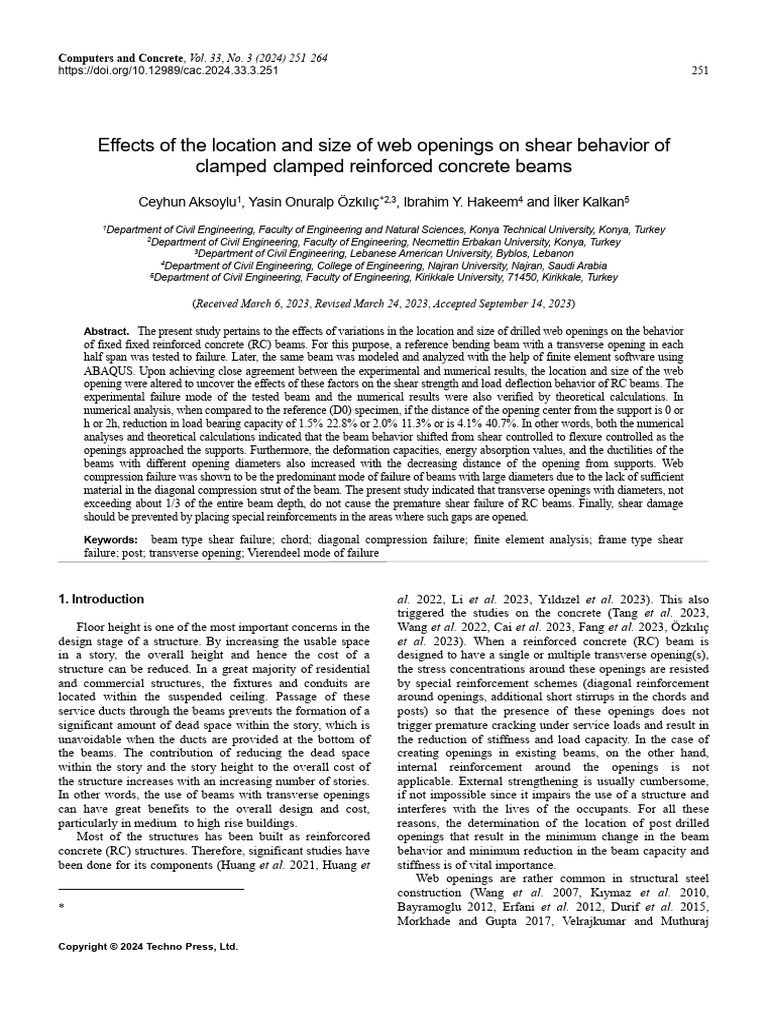 Effects of The Location and Size of Web Openings On Shear Behavior of ...