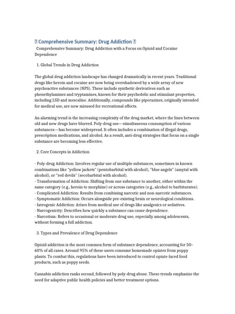 Drug Addiction Overview and Trends | PDF | Opioid Use Disorder | Addiction