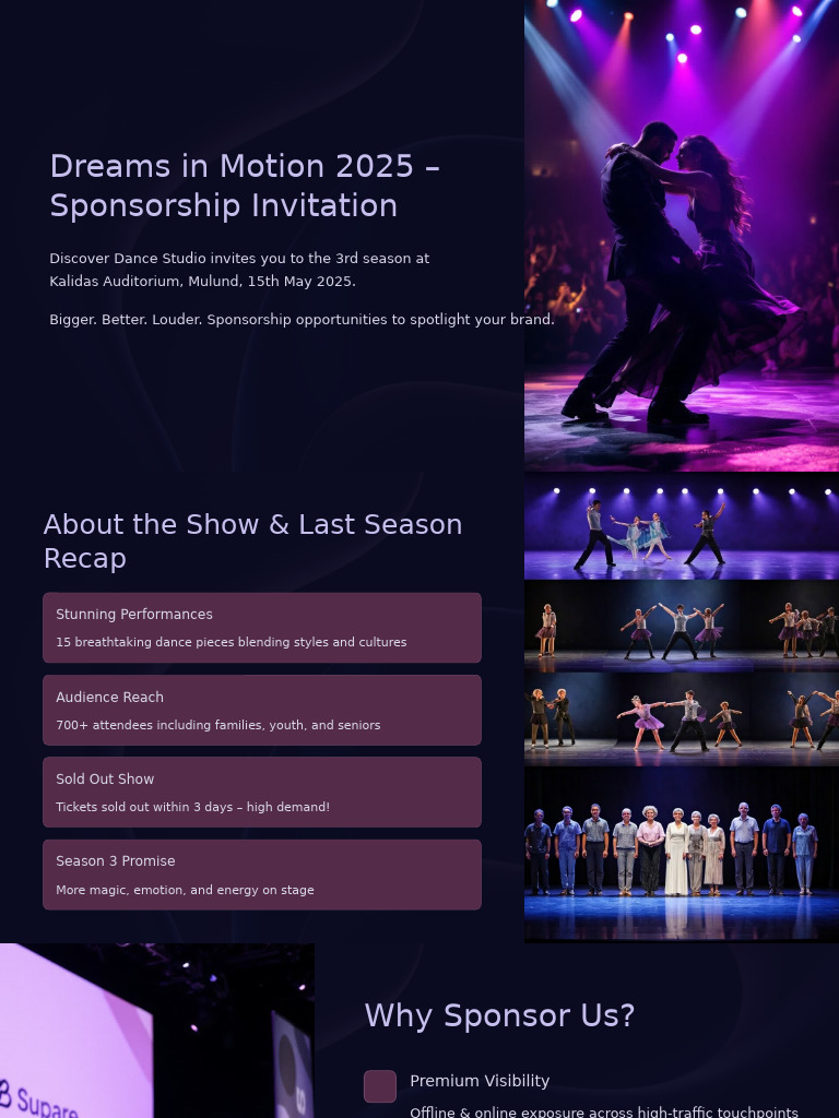 Sponsorship Invitation for Dreams in Motion | PDF | Brand | Entertainment