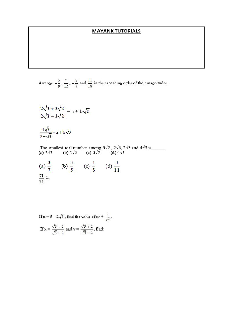 9th Grade Maths Test: Rational Numbers | PDF
