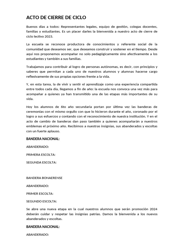 Cierre del Ciclo Lectivo 2023 en Escuela | PDF | Escuelas