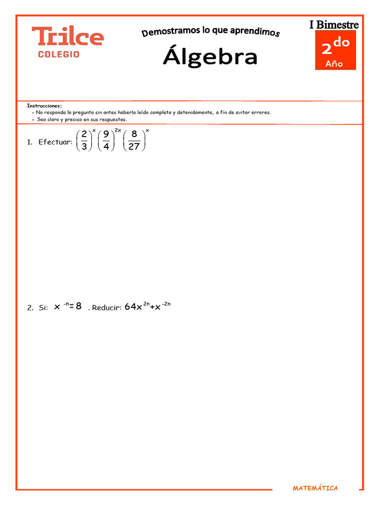 Ejercicios de Matemática 2do Año | PDF