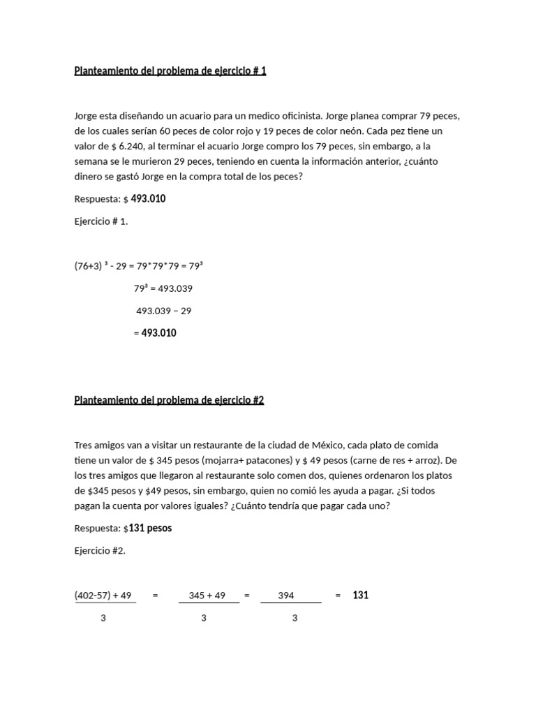 Problemas de matemáticas y soluciones | PDF