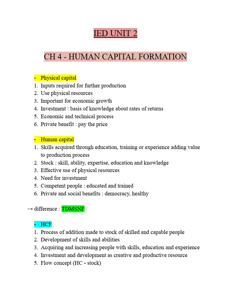 Human Capital Formation and Economic Growth | PDF | Human Capital ...