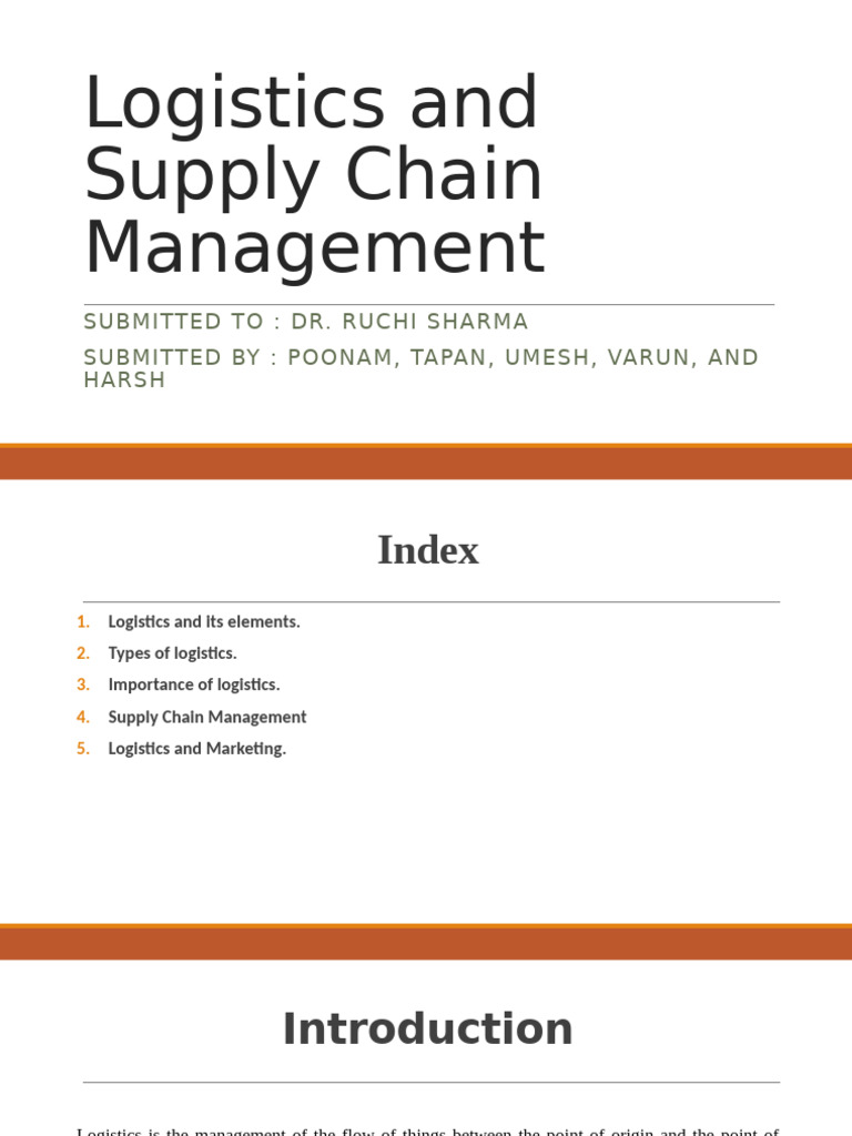 Logistics and Supply Chain Overview | PDF | Logistics | Inventory
