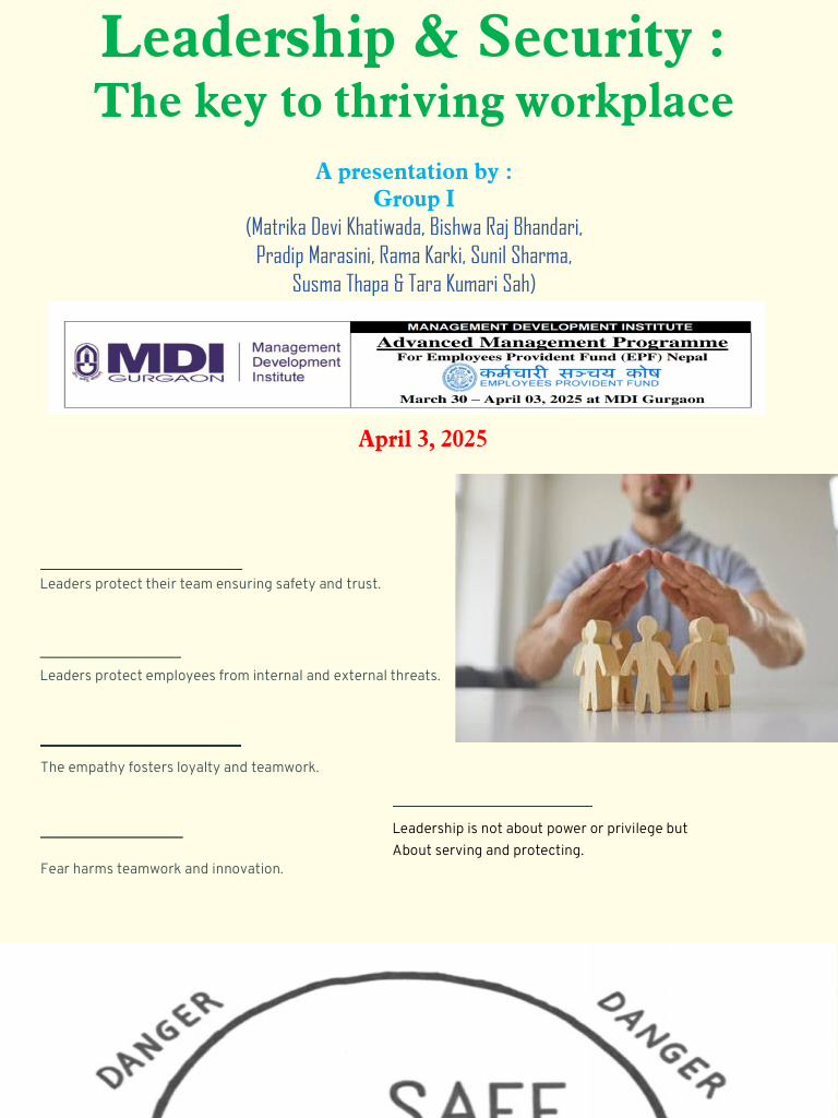 Leadership and Security - The Key To Thriving Workplace | PDF ...