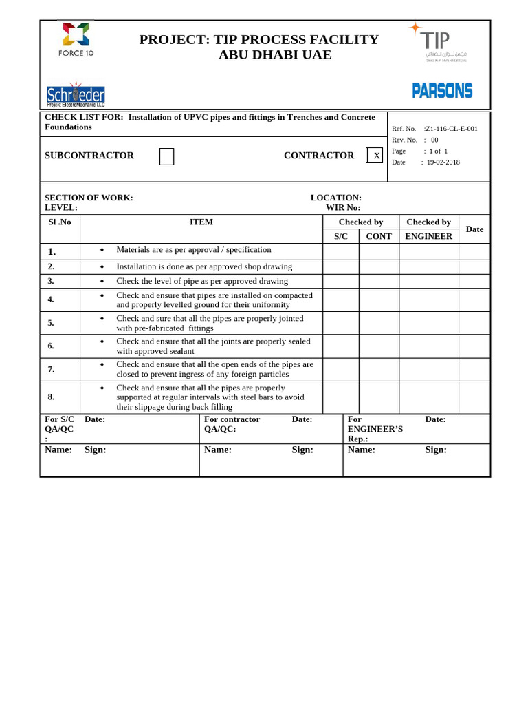 Checklist For Upvc Pipes and Fittings | PDF | Pipe (Fluid Conveyance ...