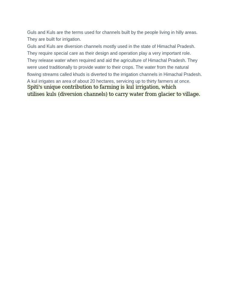 Kul Irrigation in Himachal Pradesh | PDF