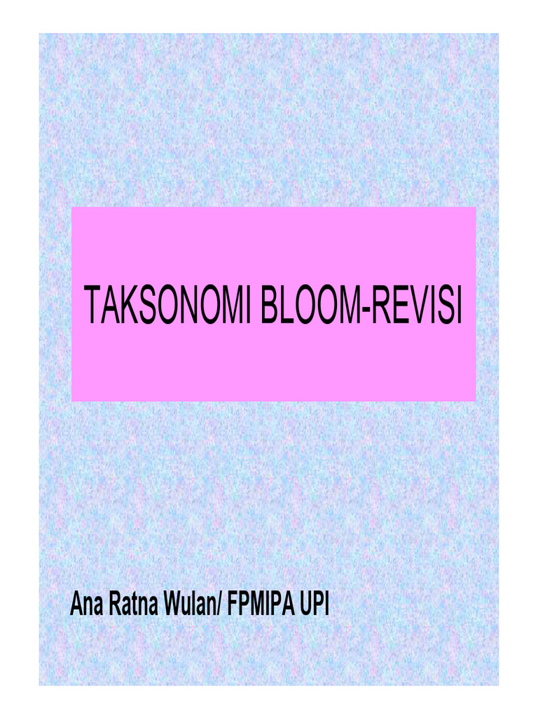 Revisi Taksonomi Bloom 2001 | PDF | Business
