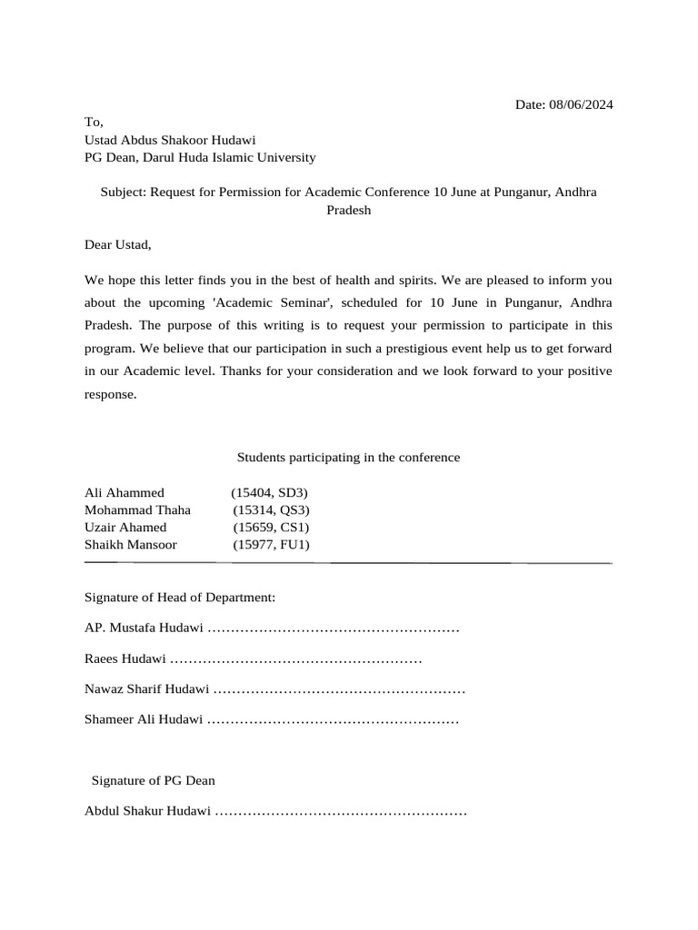 Leave For Seminar | PDF