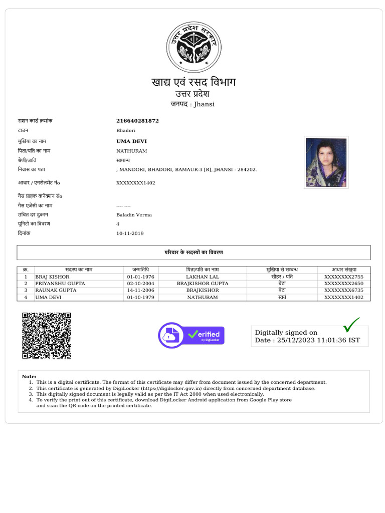 FCS Ration Card Details for Jhansi | PDF | Cyberspace | Access Control