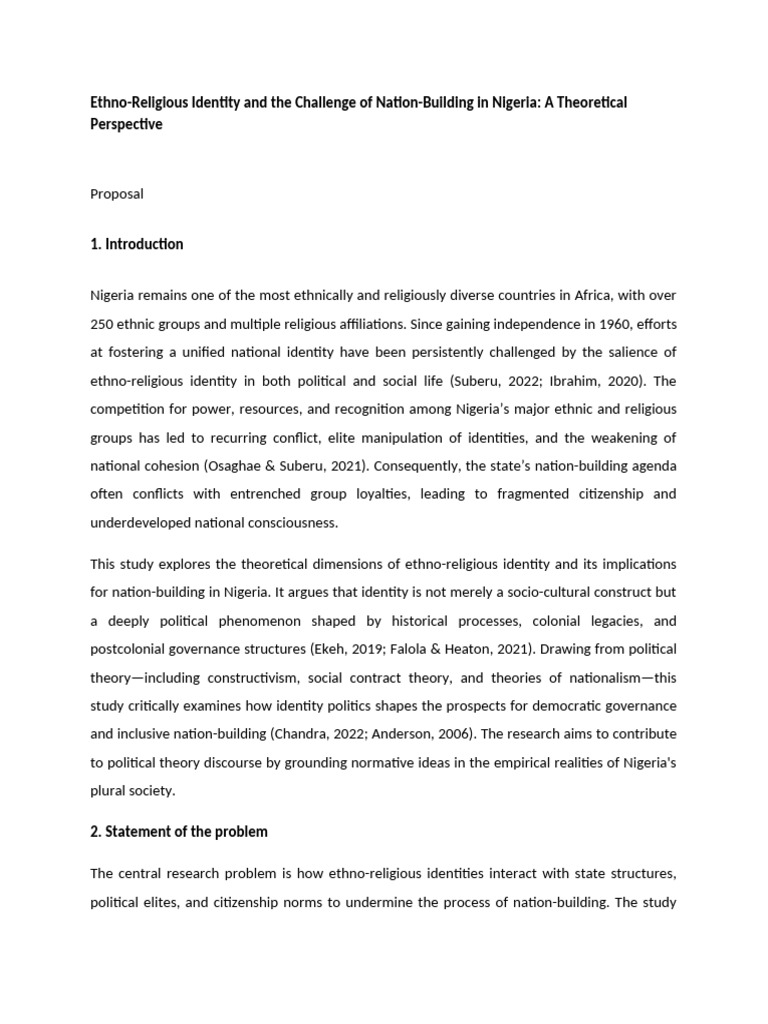 Ethno-Religious Identity in Nigeria's Nation-Building | PDF | Identity ...