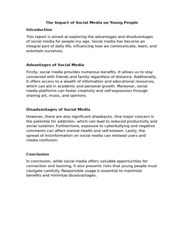 The Impact of Social Media On Young People | PDF
