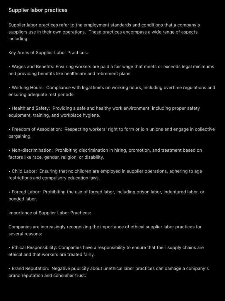 Ethical Supplier Labor Practices Guide | PDF | Labour Law | Labour ...