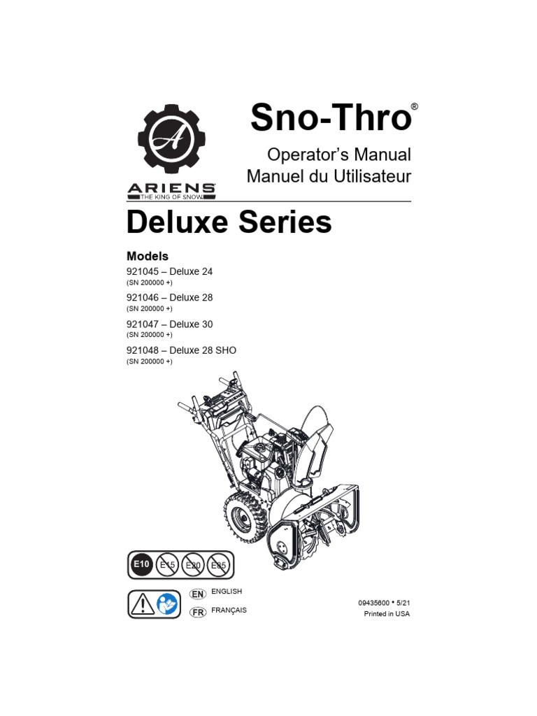 Ariens Deluxe Snowblower Manuals | PDF | Clutch | Truck