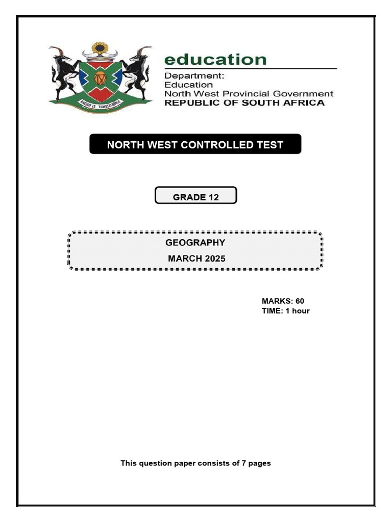 Grade 12 Geography Controlled Test | PDF | Cyclone | Tropical Cyclones