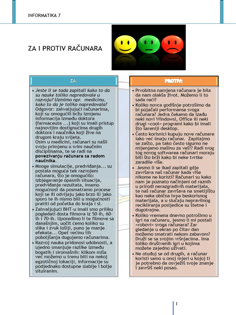 Za I Protiv Racunara | PDF