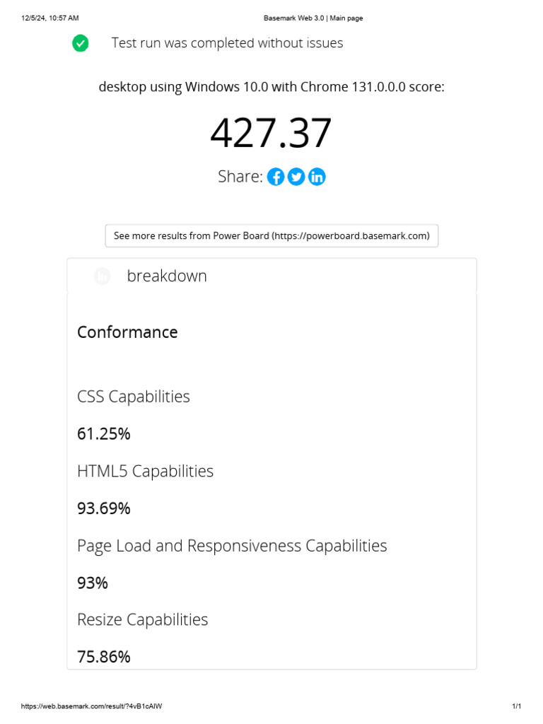 Basemark Web 3.0 - Main Page | PDF