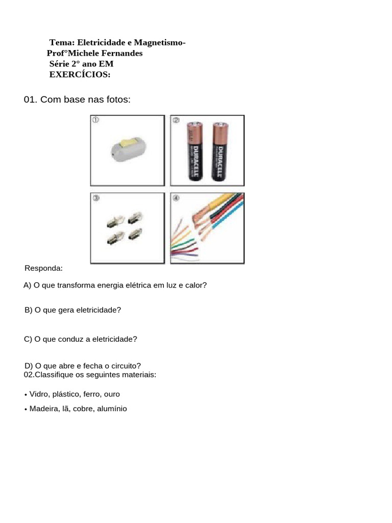 Exercícios de Eletricidade e Magnetismo | PDF | Magnetismo | Campo ...