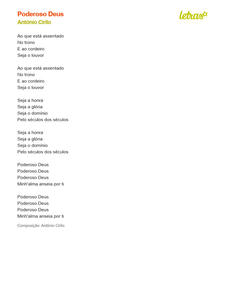 Poderoso Deus Antônio Cirilo Impressão Pdf