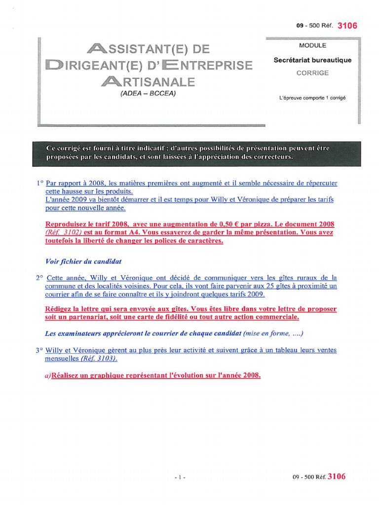 Corrigé ADEA Juin 2009 | PDF