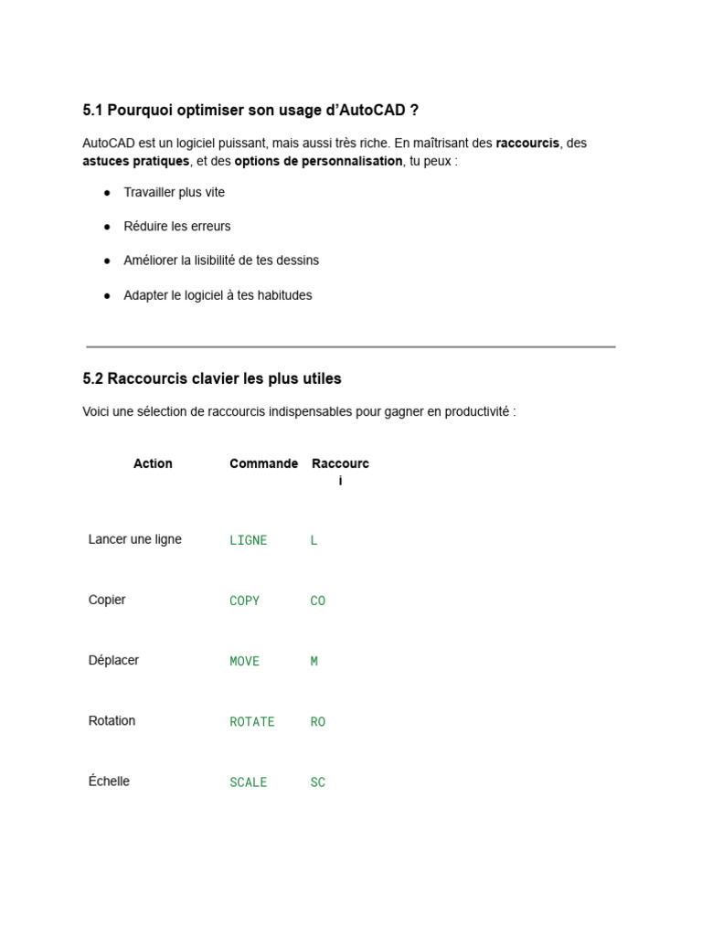 Optimiser les raccourcis AutoCAD | PDF | AutoCAD | Logiciel