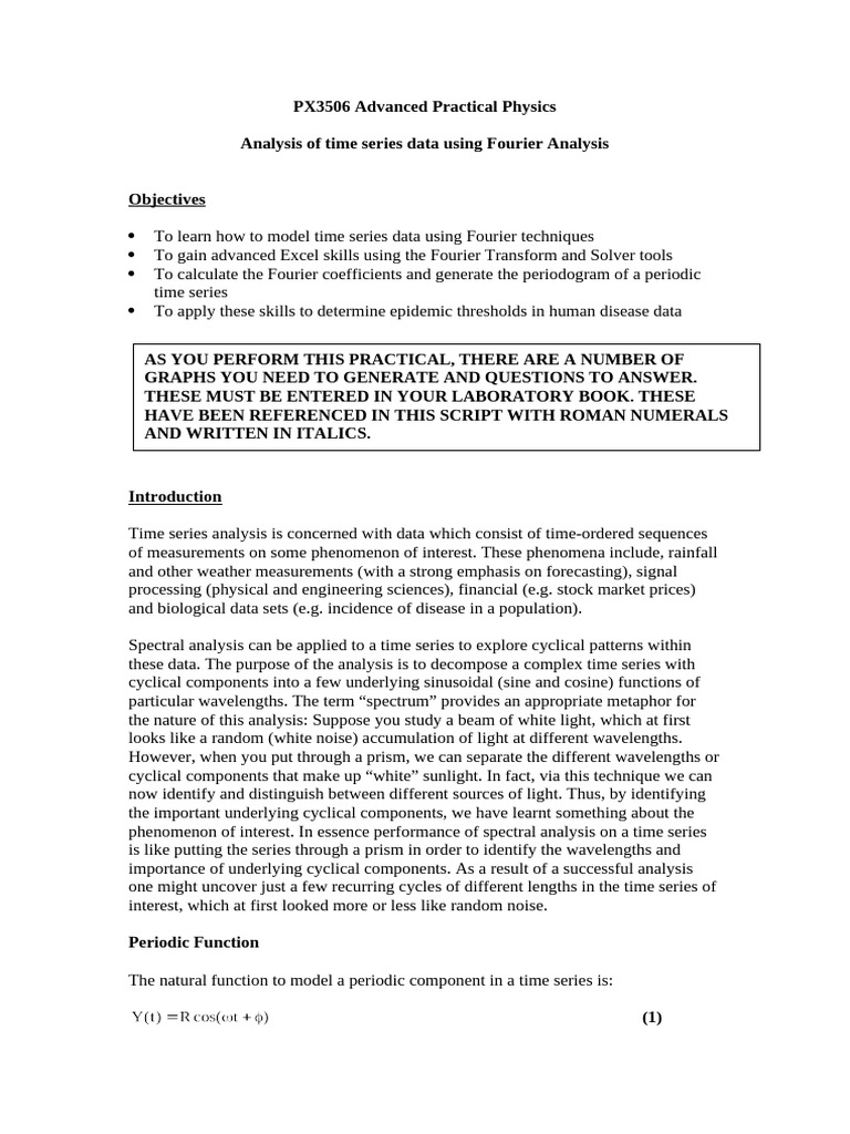 Fourier Analysis for Time Series Data | PDF | Time Series | Fourier ...