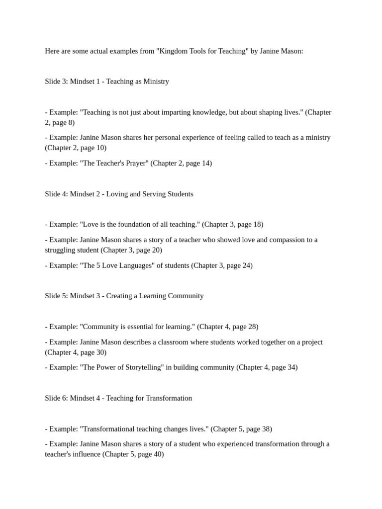 Kingdom Tools Actual Examples | PDF