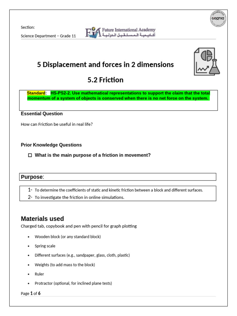 Friction Experiment for Grade 11 Science | PDF | Friction | Force