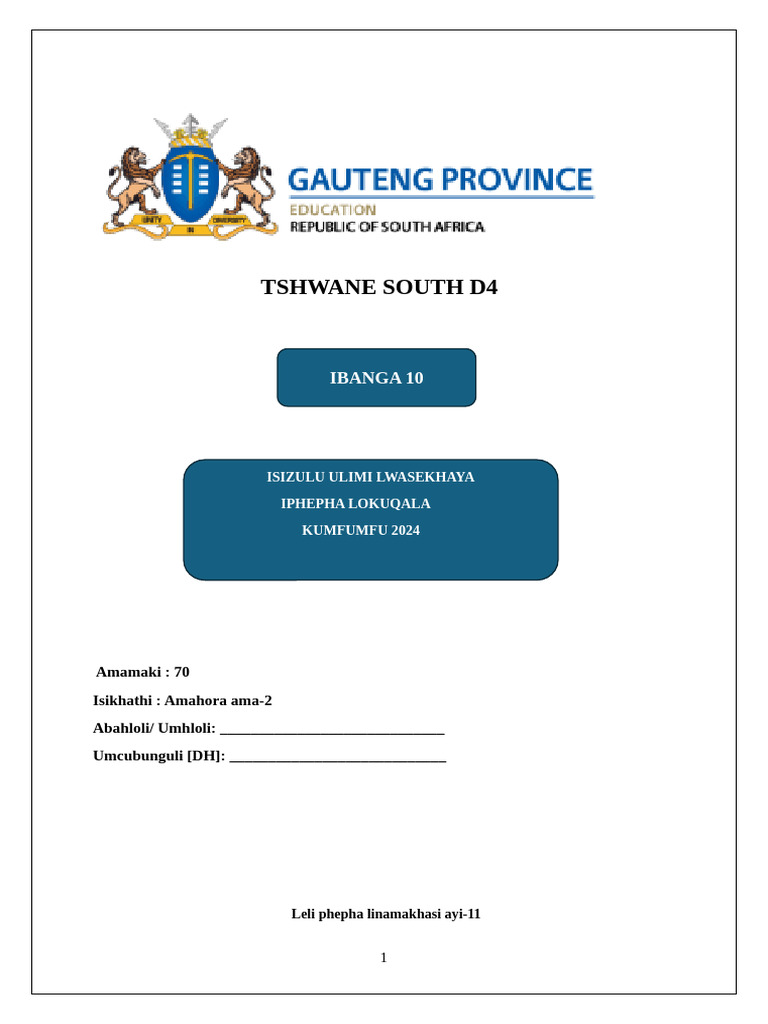 Ukucima Kukagesi eNingizimu Afrika | PDF