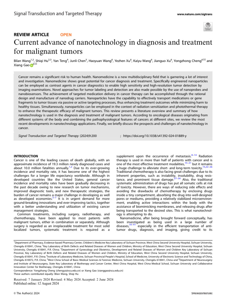 Nanotechnology in Cancer Diagnosis and Treatment | PDF | Cancer ...