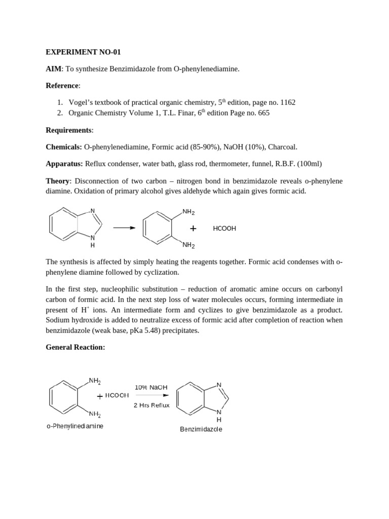 Benzimidazole Synthesis from o-Phenylenediamine | PDF | Organic ...