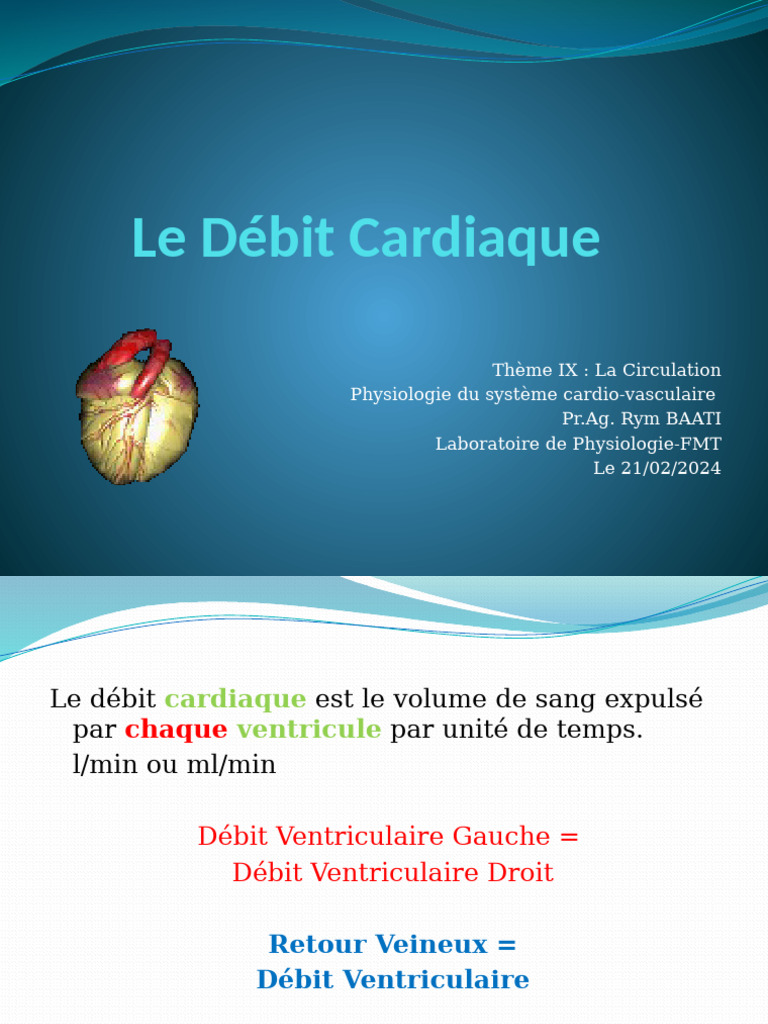 Débit Cardiaque : Physiologie et Variations | PDF | Insuffisance ...
