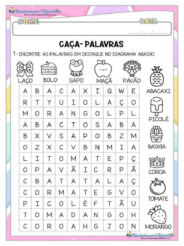 Caça Palavras - Sílabas Simples | PDF