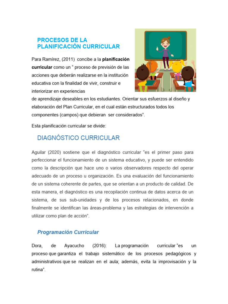 Procesos Clave en la Planificación Curricular | PDF | Plan de estudios ...
