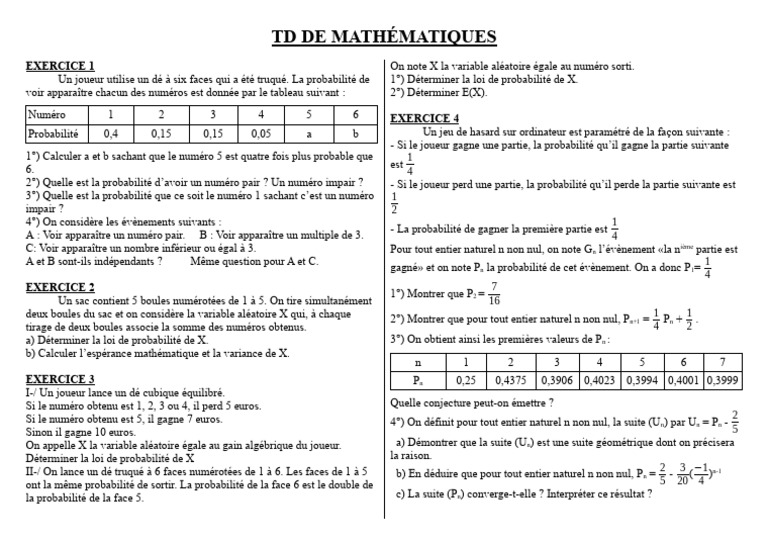 Probabilités et jeux de dés en mathématiques | PDF | Probabilité ...