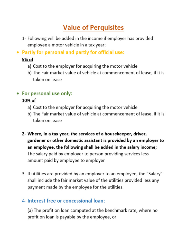 Tax Implications of Employee Perquisites | PDF
