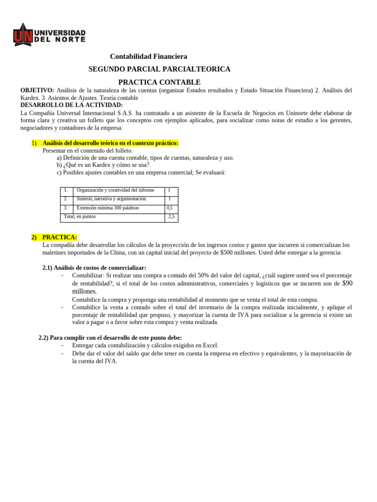 2025 - Segundo Parcial Abril 21 | PDF | Contabilidad | Negocios económicos
