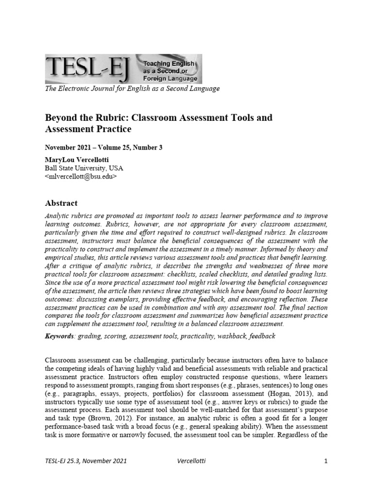 Practical Classroom Assessment Tools | PDF | Educational Assessment ...