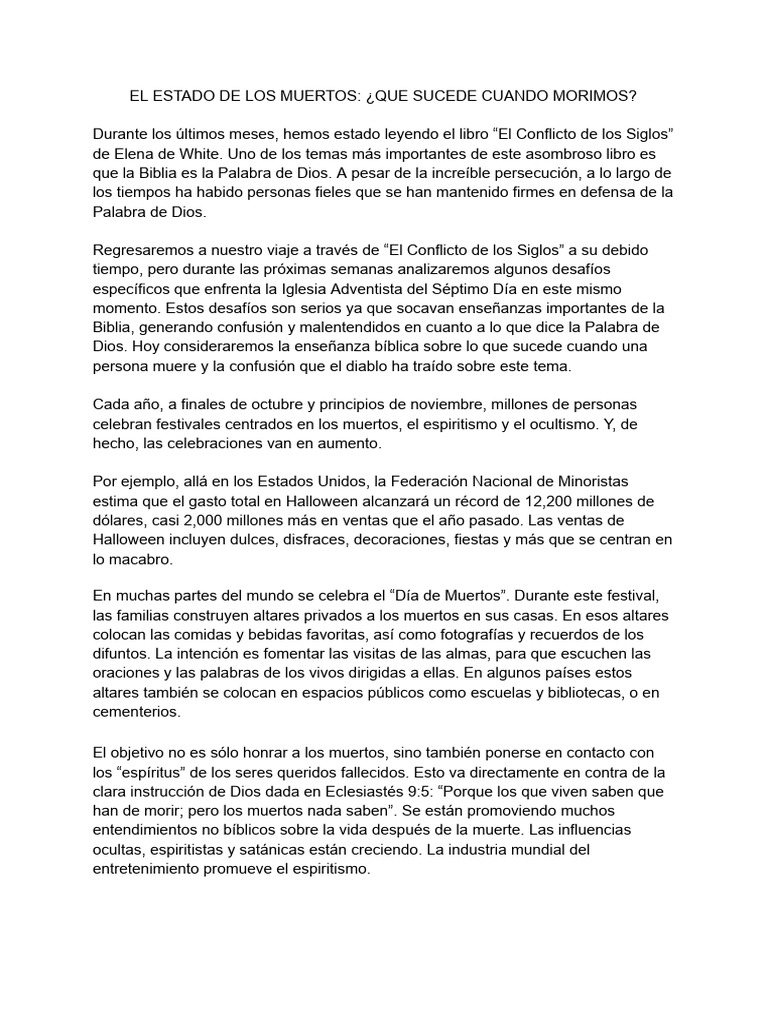 Estado Bíblico de los Muertos | PDF | Resurrección | Jesús