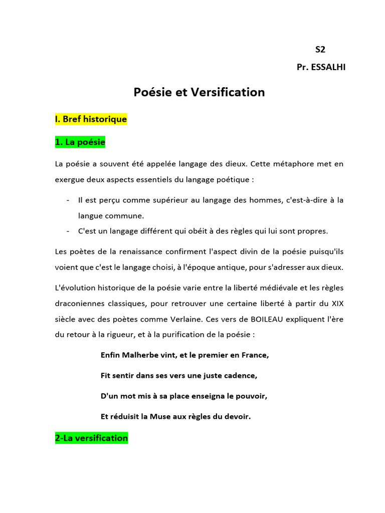 Types et règles de versification poétique | PDF | Poésie | Rime dans la ...