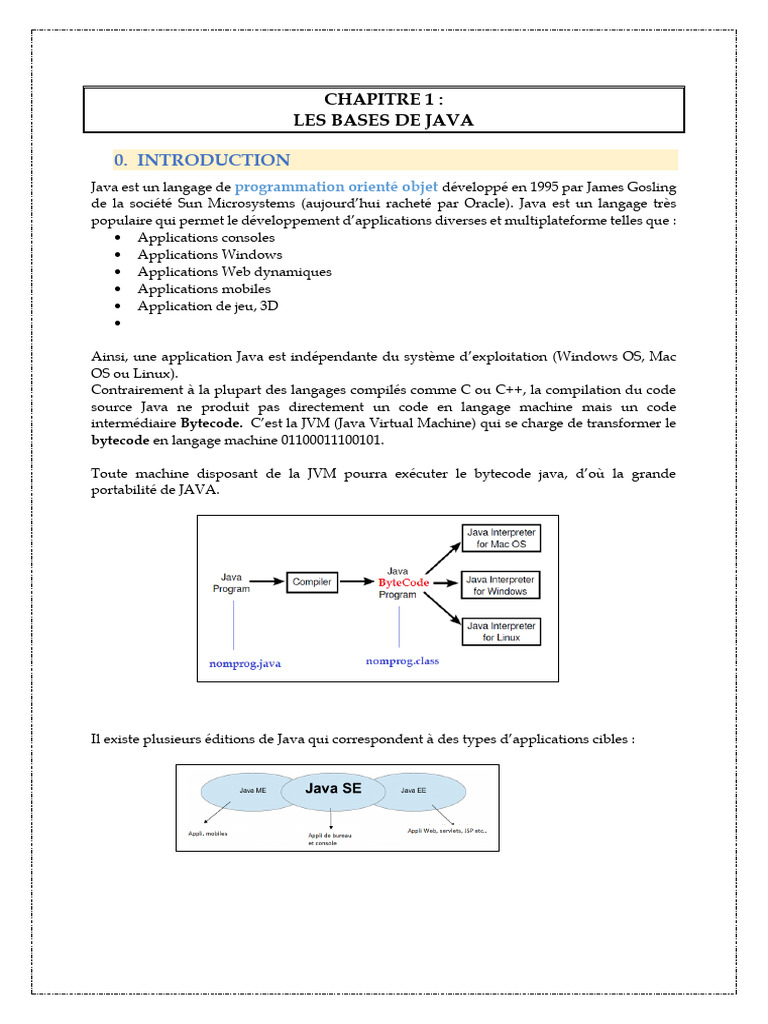 Introduction aux bases de Java | PDF | Java (Langage de programmation ...